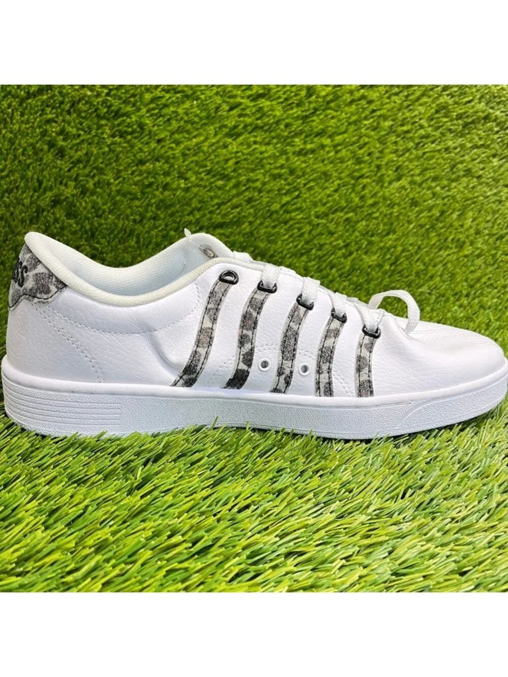 K-Swiss Court Pro II Leopard Womens Size 10 White Black Athletic Shoes Sneakers